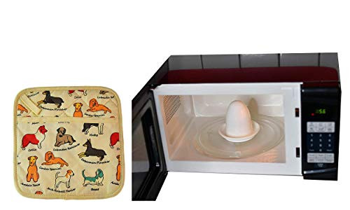 Home-X Cotton Pot Holder for Cooking and Serving - Dog Breed Print  Bright Pattern and Microwave Egg Cooker  Quick Hard Boiled Egg Maker  Breakfast Co