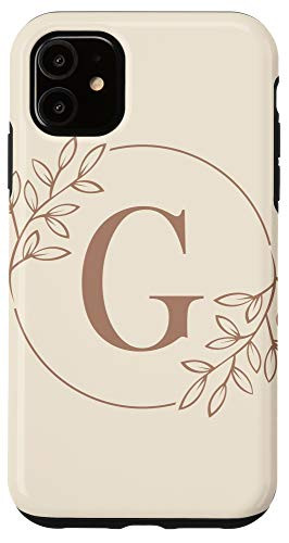 iPhone 11 Noble Monogram Initial Letter G Floral Pattern Case