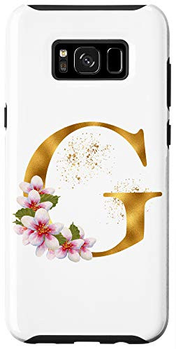 Galaxy S8- Monogram Letter Initial G With Pink Roses Case