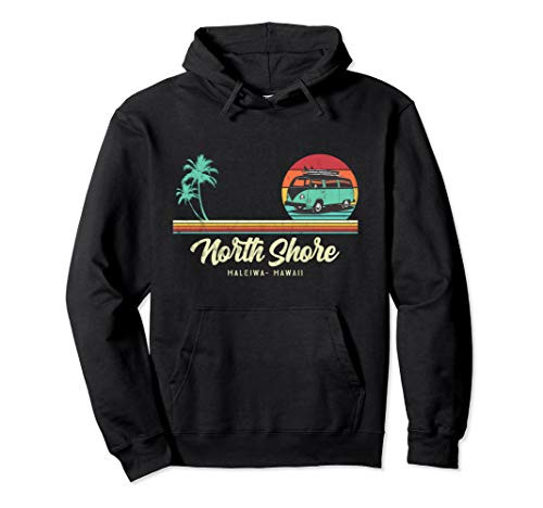 Hawaii North Shore Oahu- Retro Surf Van Vintage Hawaiian Pullover Hoodie
