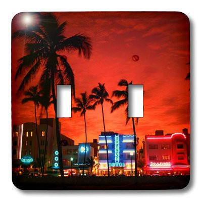 3dRose lsp_21721_2 South Beach Sunset Night Double Toggle Switch