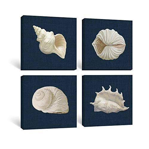 Adecuado Modern Wall Art Contemporary Prints Coastal Picture Seashell Canvas Painting Dark Blue Artwork Ocean Animal Home Decor Ready to Hang for Livi