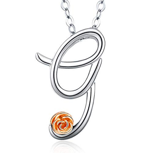 Aniu Initial Letter Necklace for Women  Sterling Silver Cursive Script Name Pendant  Alphabet Personalized Charm Jewelry Gift -Letter G-