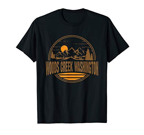 Vintage Woods Creek Washington Mountain Hiking Print T-Shirt