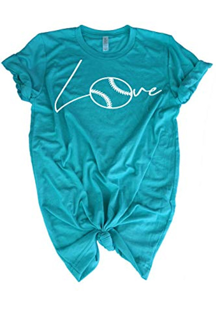 Softball Tee Shirt - Love Softball Ball - Teen Girls Gift t-Shirt for Softball Player Turquoise