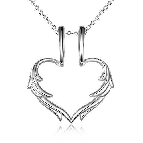 POPLYKE Ring Holder Necklace 925 Sterling Silver Ring Keeper Pendant Jewelry Gifts for Women -2- Heart Angel Wing- POPLYKE Ring Holder Necklace 925 Sterling Silver Ring Keeper Pendant Jewelry Gifts for Women -2- Heart Angel Wing-