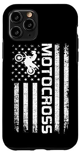 iPhone 11 Pro Dirt Bike Gift Motocross Racing American Flag MX Off Road Case