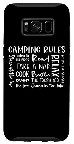 Galaxy S8 Camping Rules Black White Nature Outdoors Lover Gift Case
