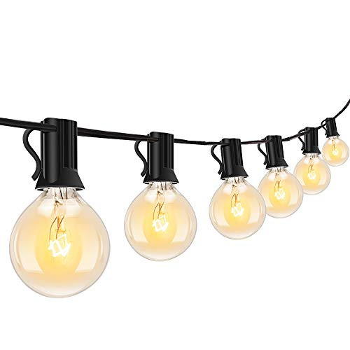 Outdoor String Light-50Ft G40 Globe Patio Lights with 50 Edison Glass Bulbs-3 Spare-  Waterproof Connectable Hanging Light for Backyard Porch Balcony