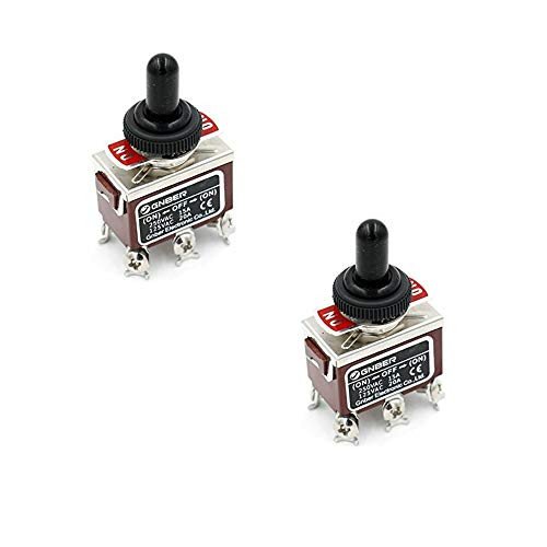 Seazoon 2 Pcs Momentary Toggle Switch 250V 15A DPDT -ON--Off--ON- 3 Position 6 Screw Terminal Rocker Switch 125VAC 20A with Rainproof Cap Oc99