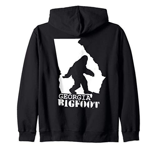 Georgia Bigfoot State Map Sasquatch Monster Wood Booger Tee Zip Hoodie