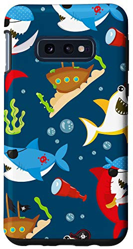 Galaxy S10e Shark Pirate Blue Ocean Pirate Boat Bubble Sharks Pattern Case