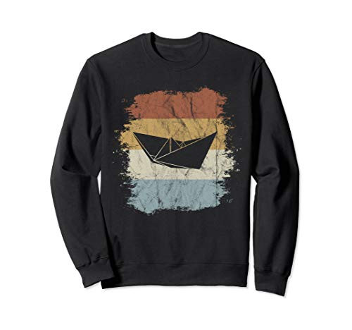 Boat Captain Retro Folded Paper Ship Sweatshirt
