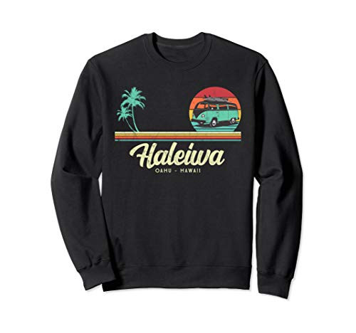 Haleiwa Oahu Hawaii - Retro Surf Van Vintage Hawaiian Sweatshirt