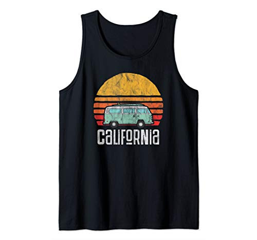 Retro California Hippie Van Beach Bum Surfer Graphic Tank Top