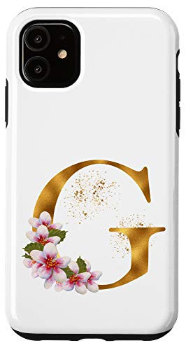 iPhone 11 Monogram Letter Initial G With Pink Roses Case