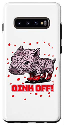 Galaxy S10- Cute Pink Pig on 70s Era Roller Skates Hip and Trendy Piggy Case