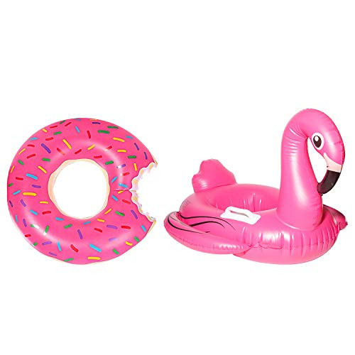 DMAR DMAR 90cm Inflatable Donut Swim Rings Pool Floats and Flamingo Pool Float Inflatable Pool Raft Swim Boats