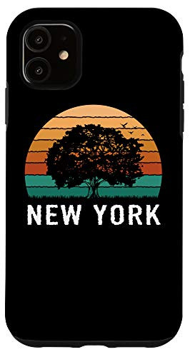 iPhone 11 New York Vintage Outdoors Tree Sunsent Souvenir Case