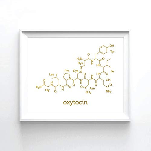 Oxytocin Molecule Molecule Chemical Structure Gold Foil Art Print -08 x 10 UNFRAMED-