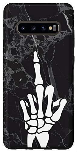 Galaxy S10- Skeleton Hand Middle Finger Fuck Off Black Goth Gothic Punk Case