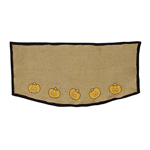 VHC Brands Harvest & Thanksgiving Holiday Decor - Jack O'Lantern Roll Tan Shelf Runner