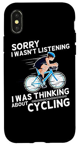 iPhone X-XS I Was Thinking About Cycling Racing Bike Cyclist Cycling Case