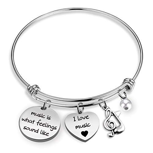 Music Bracelet Music Lover Jewery Music is What Feelings Sound Like Gift Singer Bracelet for Music Teacher -feeling sound like BR-