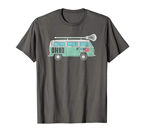 Ohio Retro Hippie Van State Lacrosse Lax Graphic T-Shirt