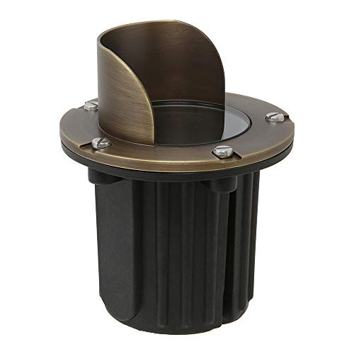 Lightkiwi N3068 In-Ground Well Light w-Angle Shield for Low Voltage Landscape Lighting - Brass -Light Bulb Not Included-