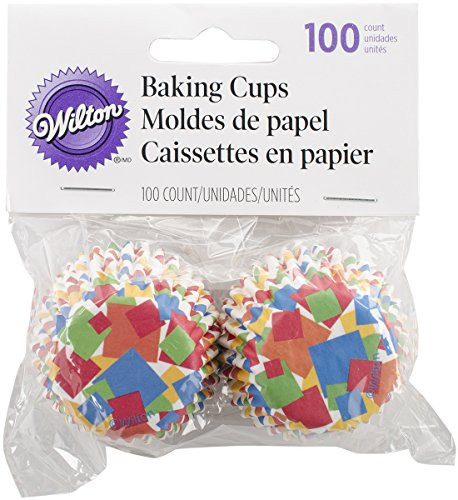 Wilton 415-2852 100 Count Geometric Confetti Mini Baking Cups, Assorted