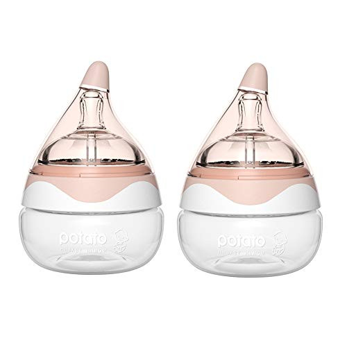 POTATO Glass Bottles Newborn Baby Bottles Breast Milk Anti-Colic Feeding Bottles Slow Flow Breastfeeding  80ML  2 Count