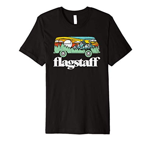 Retro Flagstaff Hippie Van Mountains Trees and Sun Scene Premium T-Shirt