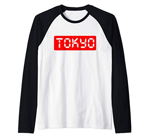 Unique Tokyo Japan Digital Time Japanese Icon Souvenir Gift Raglan Baseball Tee