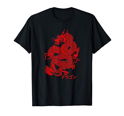 Japanese Aesthetic Red Dragon Symbol Kanji Japan Tattoo Art T-Shirt
