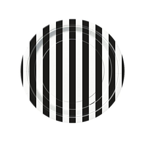 Black Striped Paper Cake Plates, 8ct
