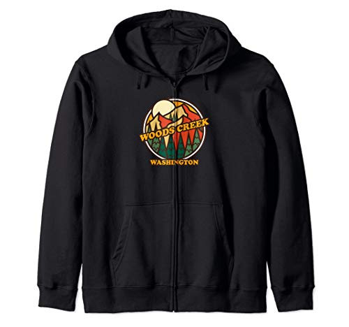 Vintage Woods Creek  Washington Mountain Hiking Souvenir Zip Hoodie
