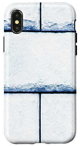 iPhone X-XS Case - white and blue brick wall pattern phone Case