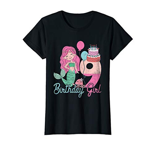 9 Years Old Birthday Girl Gifts Mermaid 9th Birthday T-Shirt