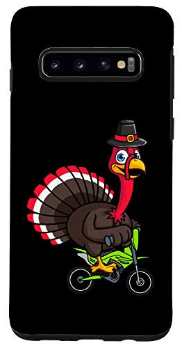 Galaxy S10 Funny Thanksgiving Pilgrim Turkey Riding Dirt Bike Gobble Case