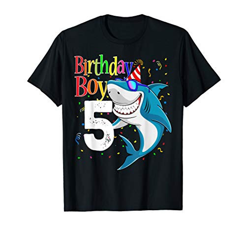 Kids 5th Birthday Boy Shark Shirts Jaw-Some Five Shirt Boys T-Shirt