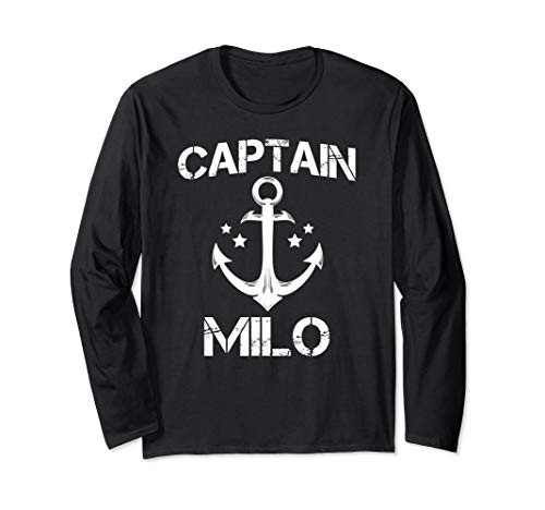 CAPTAIN MILO Funny Birthday Personalized Name Boat Gift Long Sleeve T-Shirt