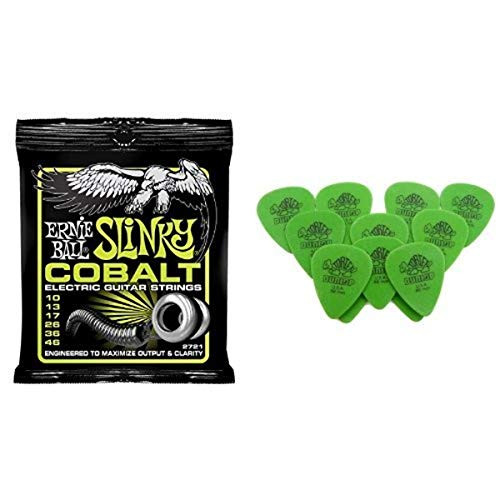 Ernie Ball Cobalt Regular Slinky Electric Guitar Strings with Dunlop 12 Pack Picks