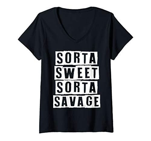 Womens Sorta Sweet Sorta Savage V-Neck T-Shirt