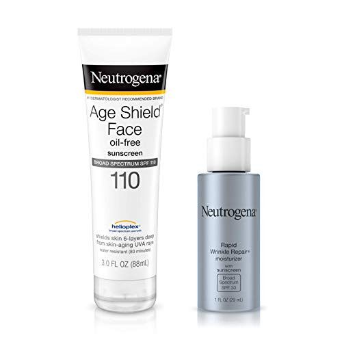 Neutrogena Age Shield Face Sunscreen Lotion with SPF 110  3 fl- oz and Rapid Wrinkle Repair Daily Retinol Anti-Wrinkle Facial Moisturizer with SPF 30 and