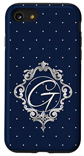 iPhone SE -2020- - 7 - 8 Blue ornamental initial letter G monogram elegant Case