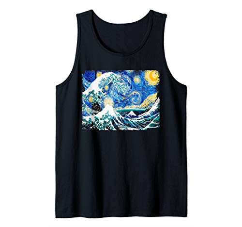 Starry Night and Great Wave Shirt Van Gogh Art Painting Tank Top Starry Night and Great Wave Shirt Van Gogh Art Painting Tank Top