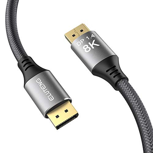 10 Feet 8k DisplayPort 1-4 Cable  ELUTENG Braided DisplayPort to DisplayPort Cable -DP 1-4 Cable- with 8K 60Hz  4K 144Hz and HDR Support