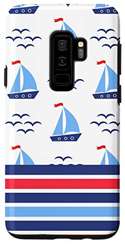 Galaxy S9- Nautical Sail Boat Pattern Blue and Red Stripes Case