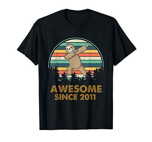 Awesome Since 2011 Sloth Dabbing Shirt 9 Year Old Birthday T-Shirt